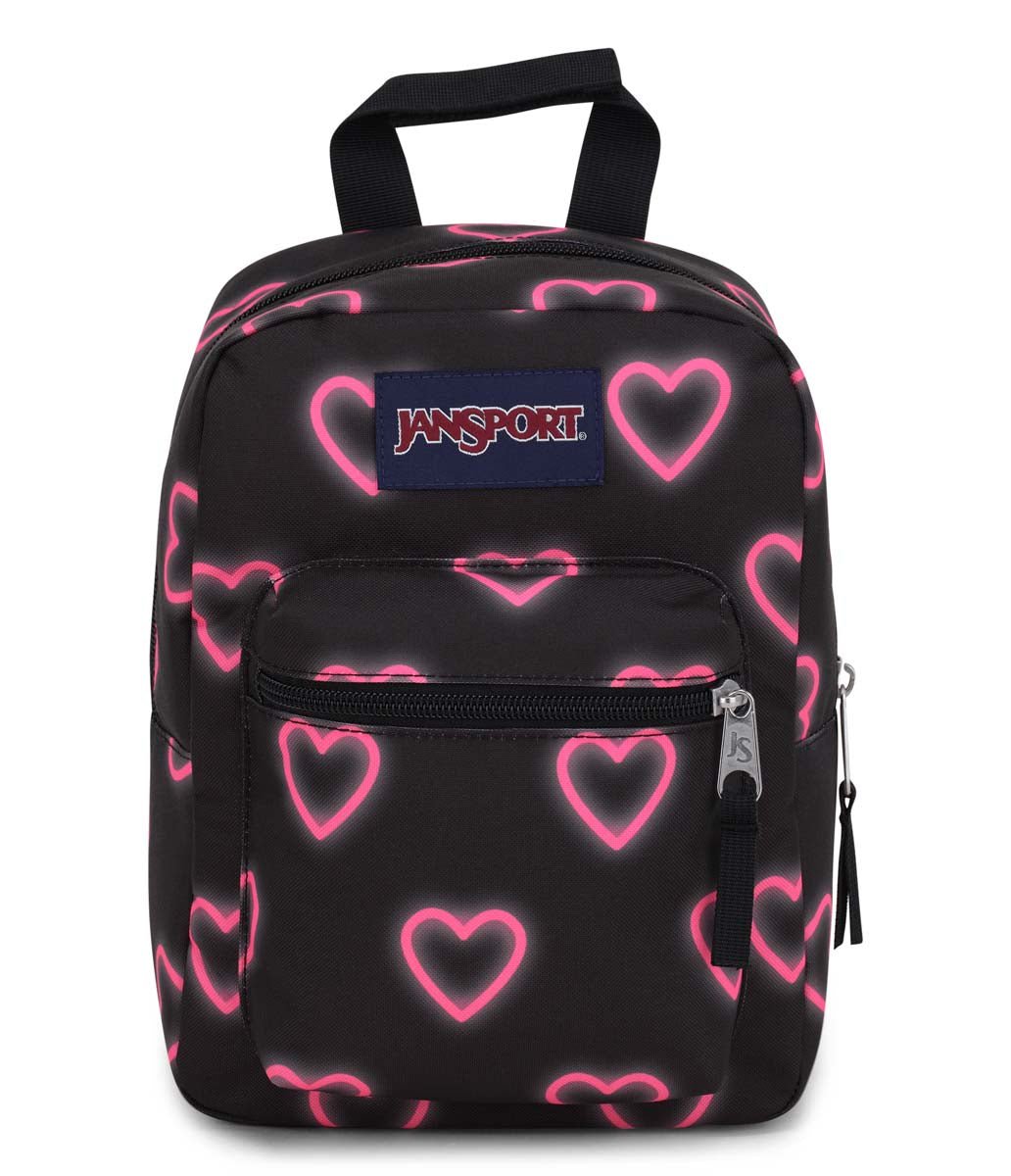 JanSport Big Break Lunch Bag - Happy Hearts Black