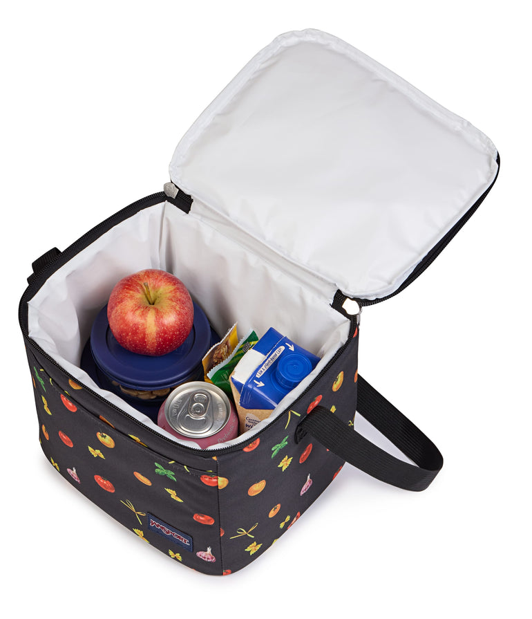 JanSport Super Snack Lunch Bag - Pastel Petals Black