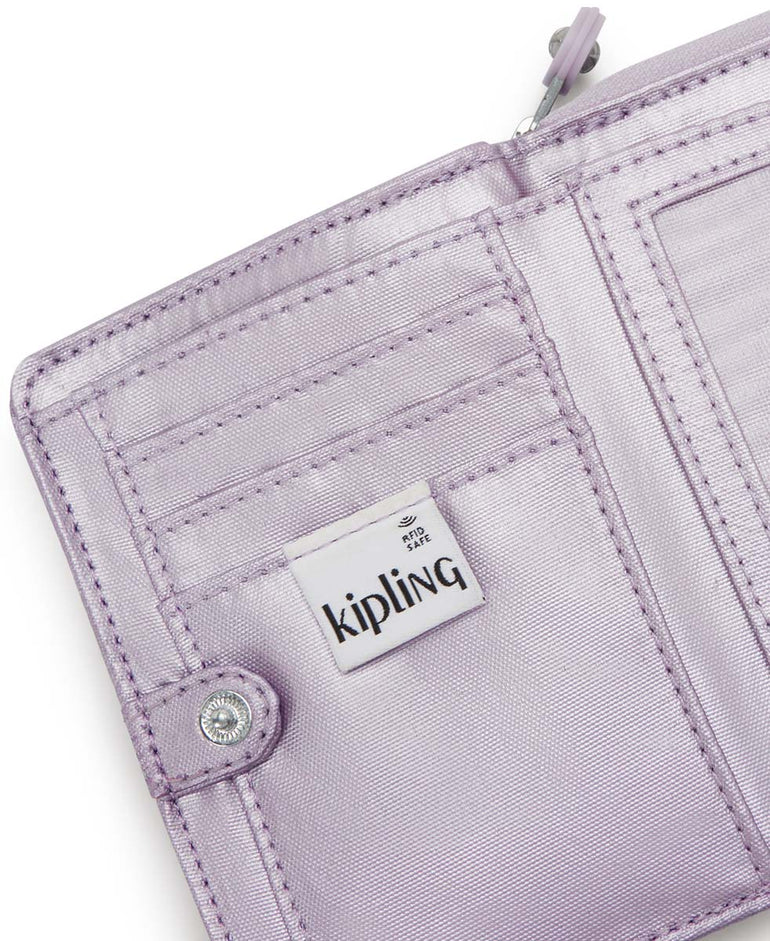 Kipling Money Love Small Metallic Wallet - Lilac Moon Metallic