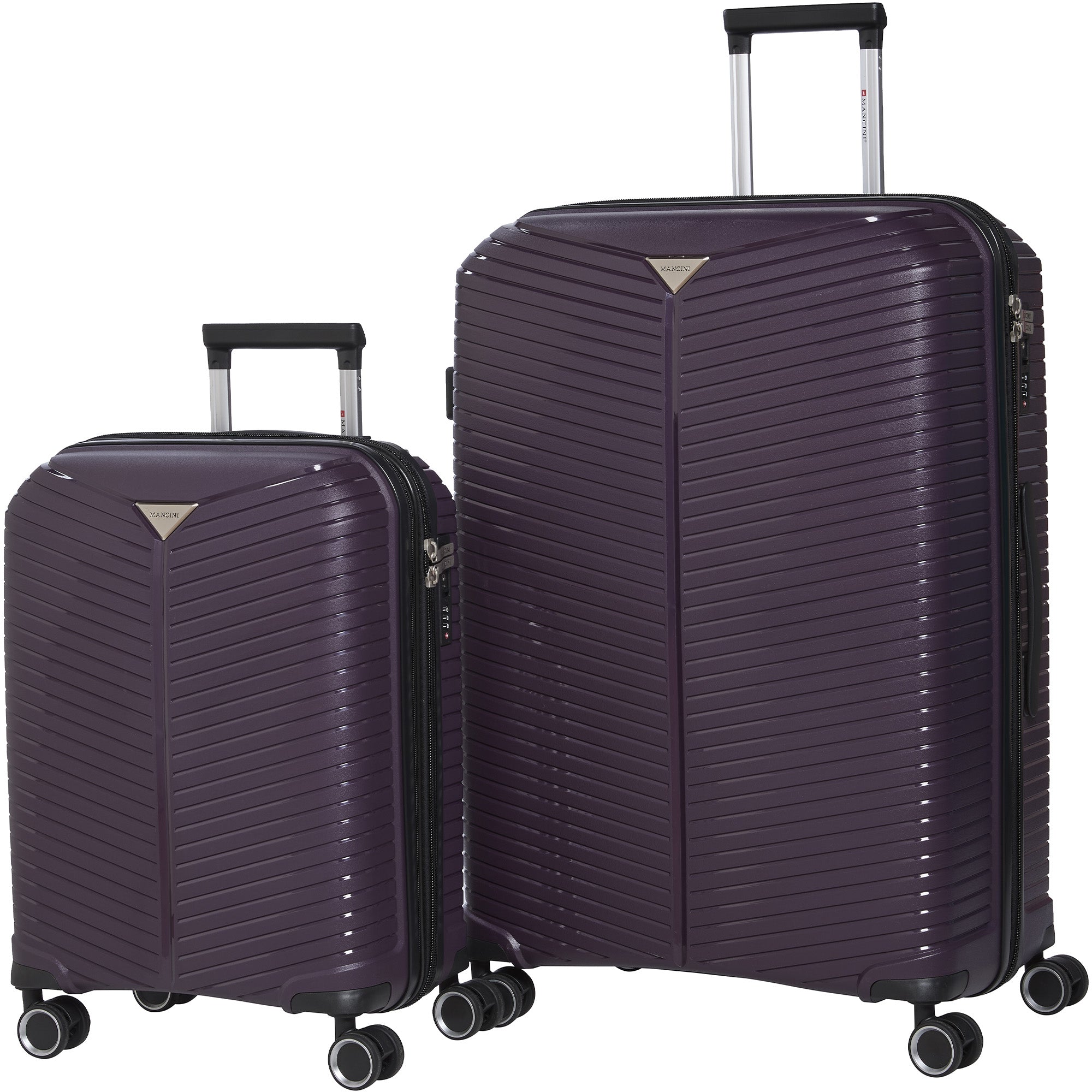 Mancini St. Lucia Collection Polypropylene Spinner Luggage 2-Piece Set (Carry-On & Large)