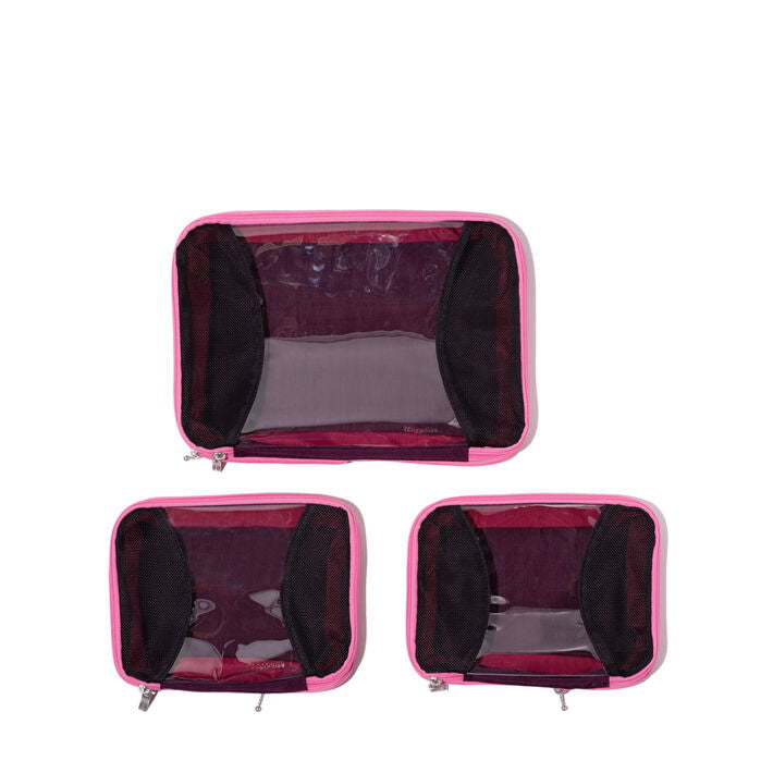Baggallini 2 Medium / 1 Large Compression Cubes - Mulberry Color Block
