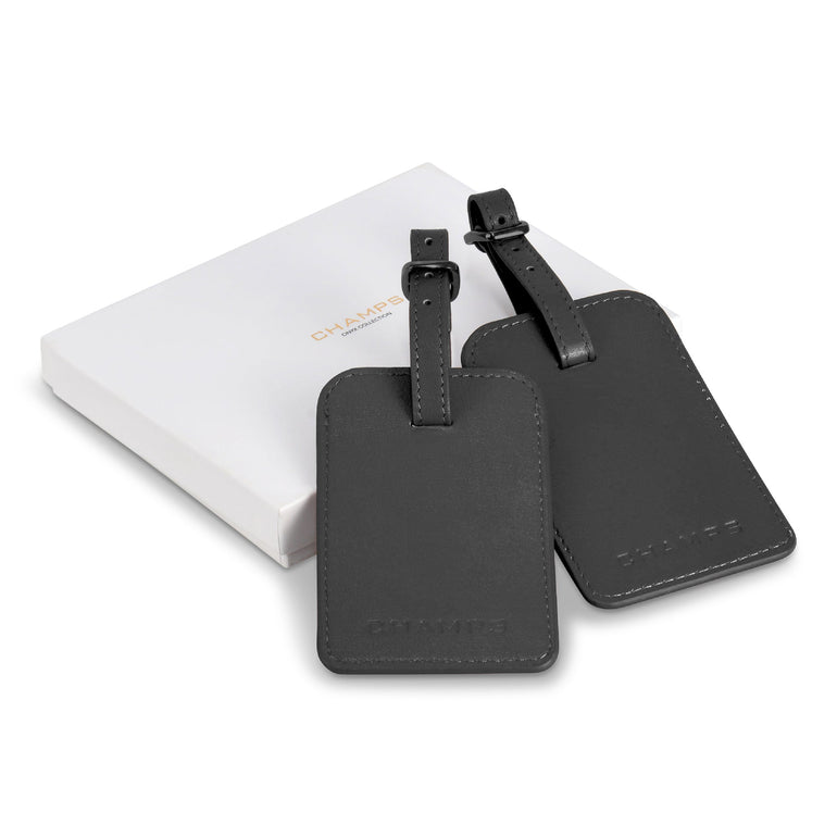 Champs Onyx Leather Luggage Tags