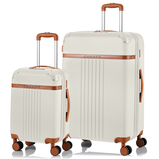 Champs Vintage Expandable 2-Piece Luggage Set (Carry-On & Large)