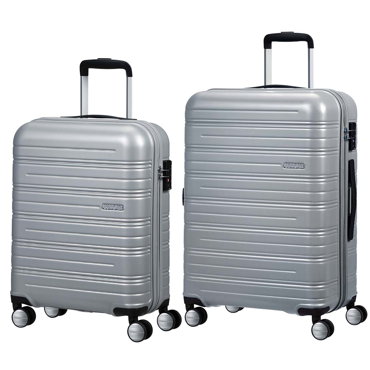 American Tourister Luggage Silver American Tourister High Turn Spinner 2-Piece Luggage Set (Carry-On & Medium)
