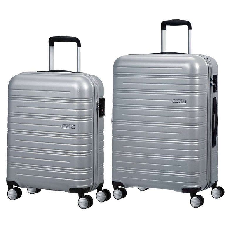 American Tourister Luggage Silver American Tourister High Turn Spinner 2-Piece Luggage Set (Carry-On & Medium)