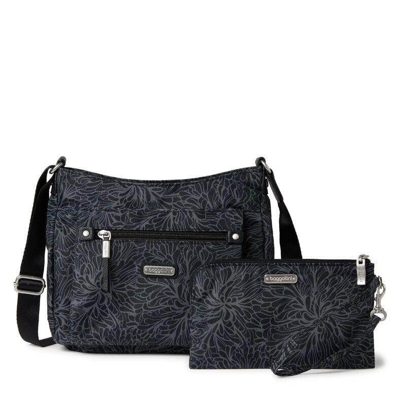 Baggallini Cross-Body Bag Midnight Blossom Baggallini Uptown Bagg With RFID Phone Wristlet