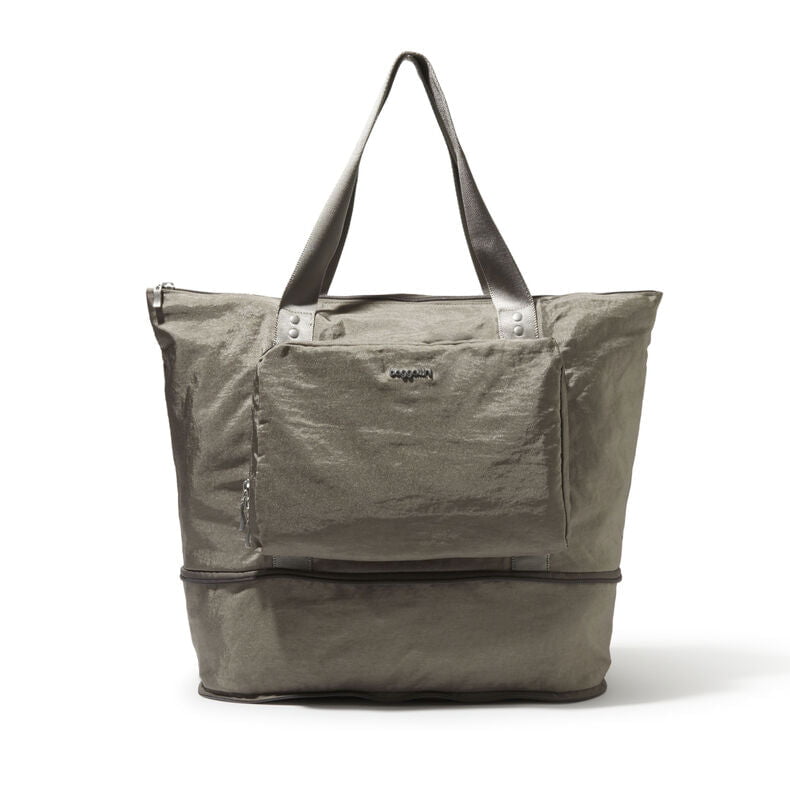 Baggallini Tote Bag Sterling Shimmer Baggallini Carryall Expandable Packable Tote
