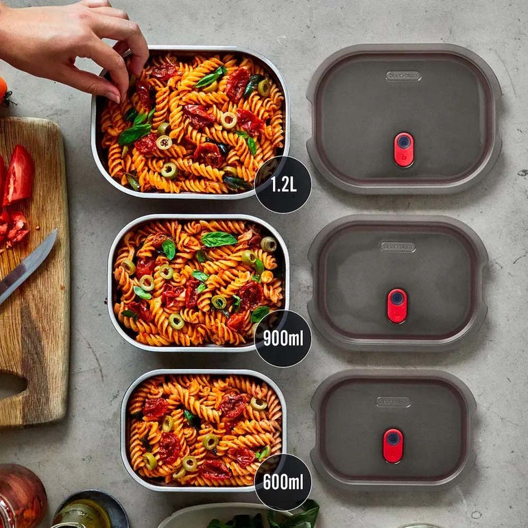 Black + Blum Travel Accessories Grey/Red Black + Blum Food Box Set 3-Piece - M/M/M
