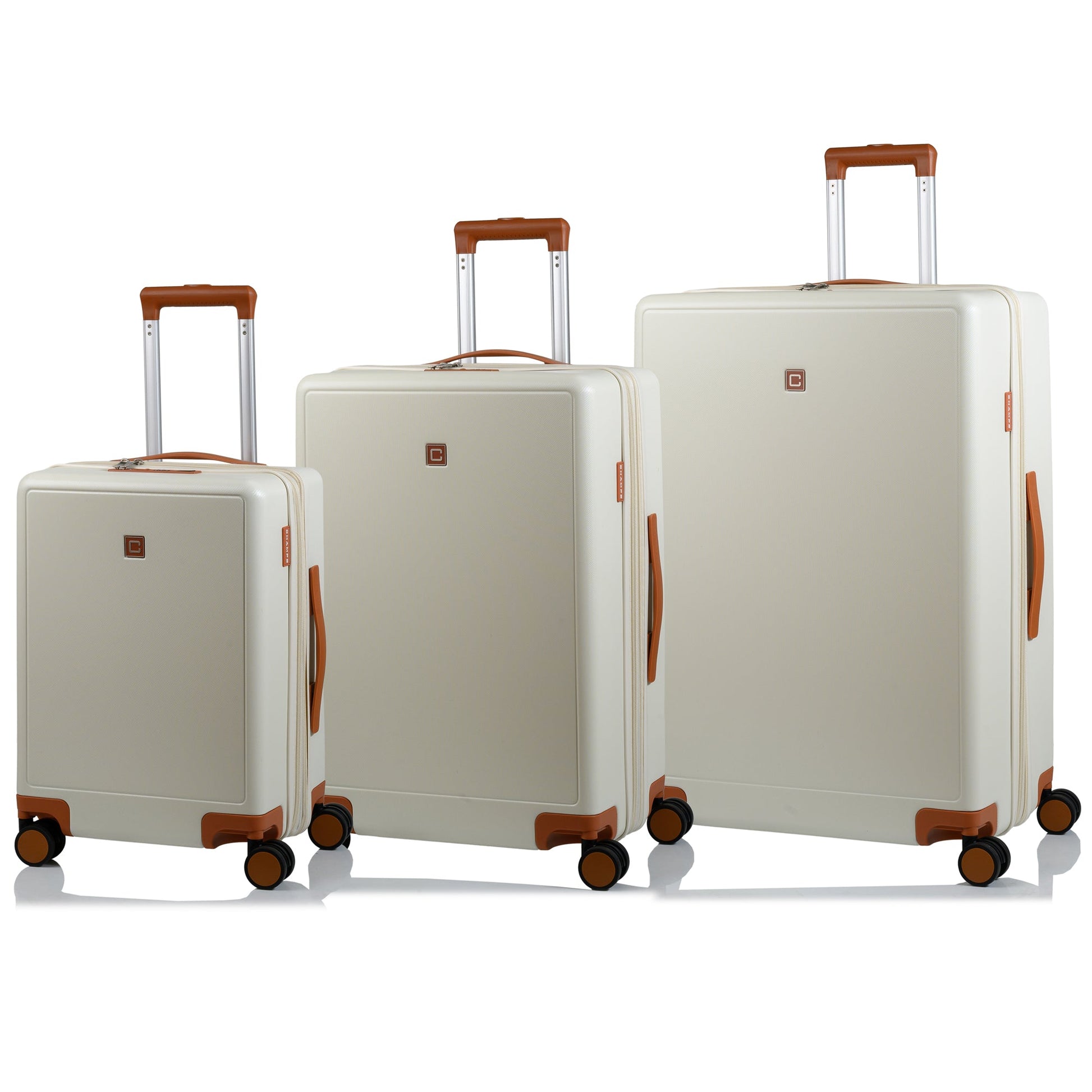 Champs Luggage Ivory/Tan Champs Vintage Muse Expandable 3-Piece Luggage Set