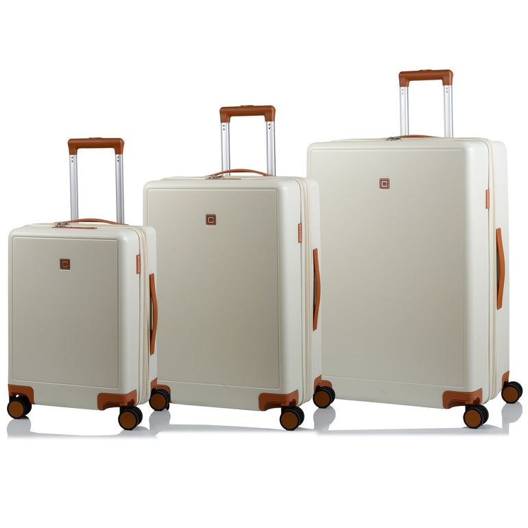 Champs Luggage Ivory/Tan Champs Vintage Muse Expandable 3-Piece Luggage Set