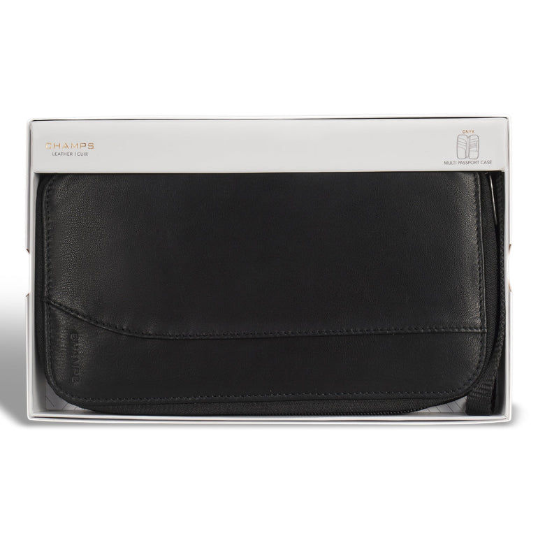 Champs Passport Case Champs Onyx Leather Multi Passport Case