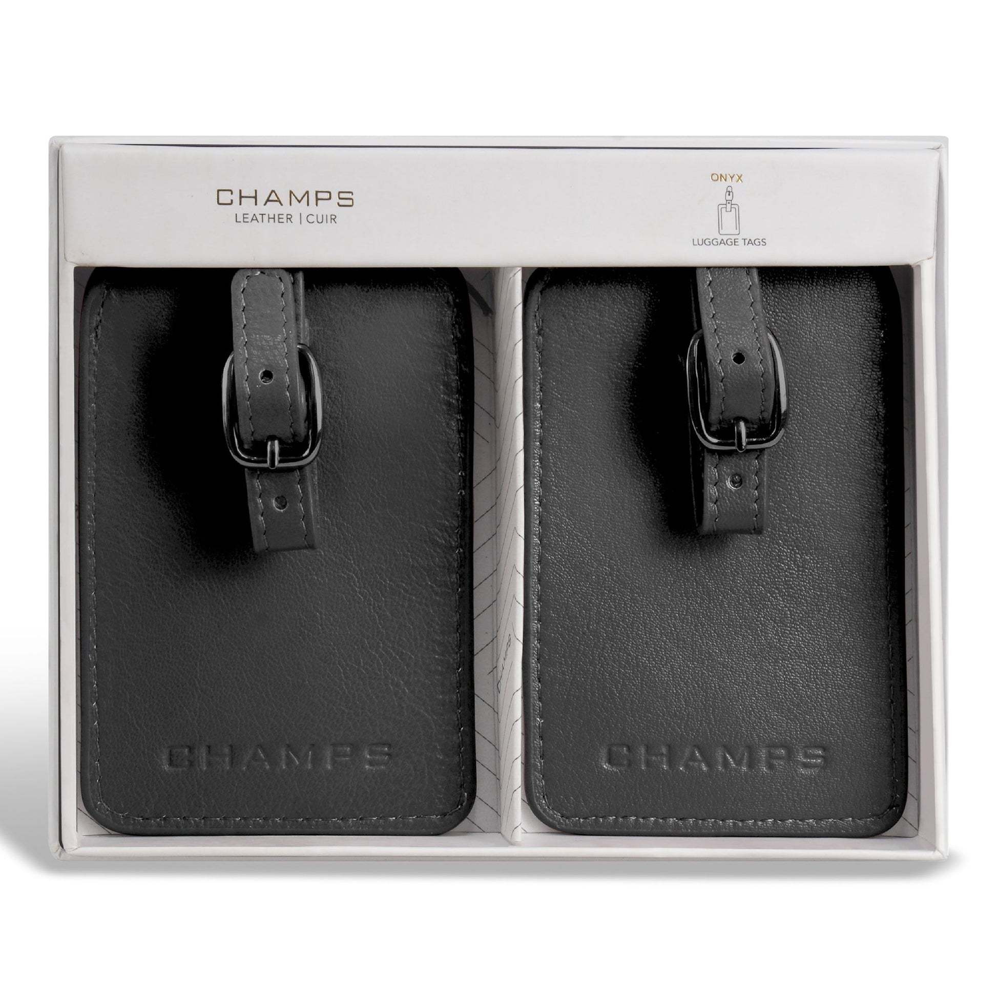 Champs Travel Accessories Champs Onyx Leather Luggage Tags