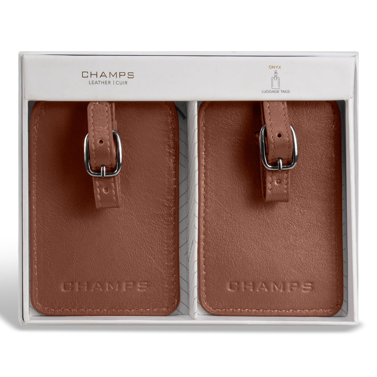 Champs Travel Accessories Champs Onyx Leather Luggage Tags
