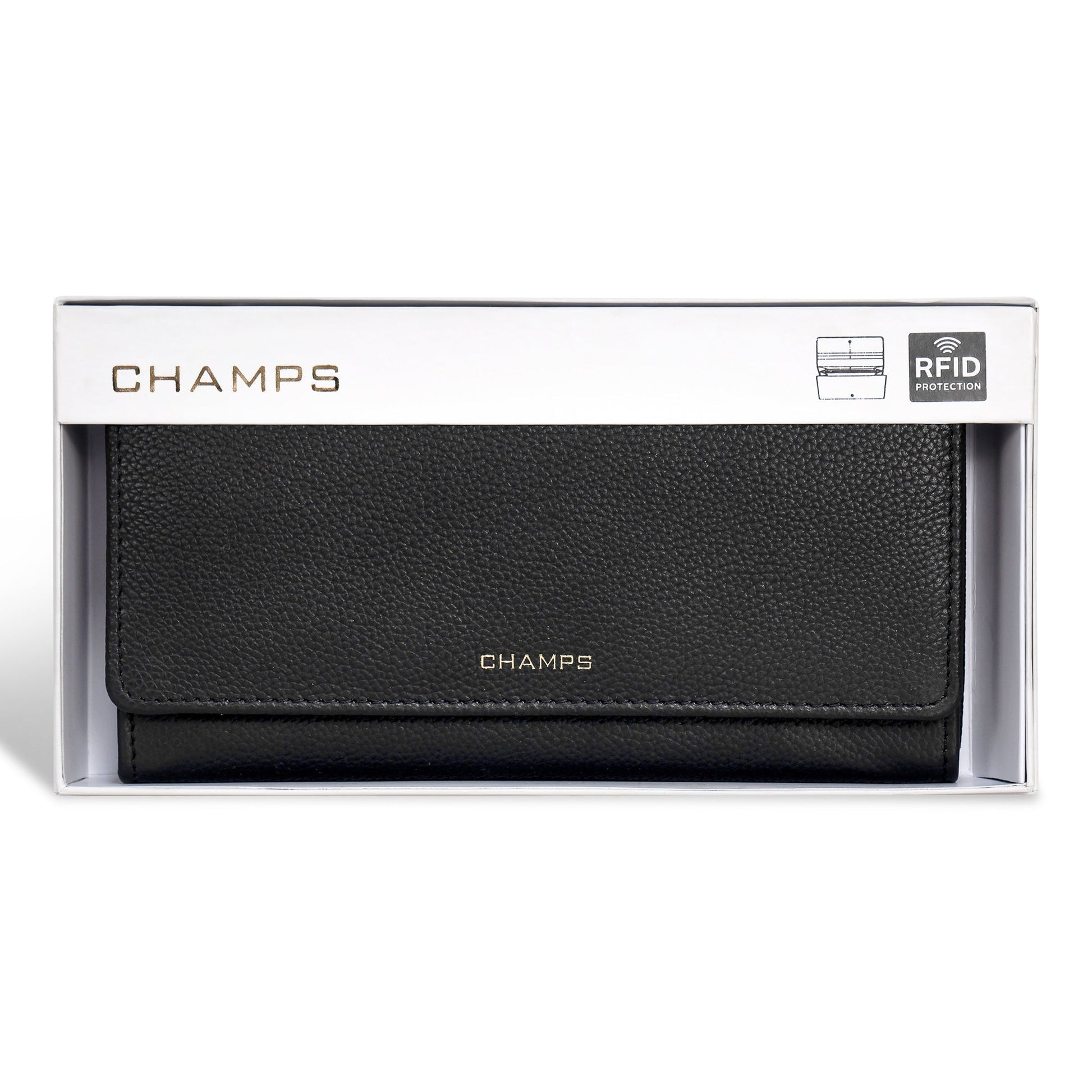 Champs Wallets Black Champs Gala Leather Flap-Clutch Wallet