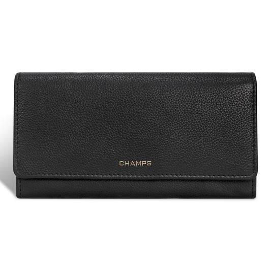 Champs Wallets Black Champs Gala Leather Flap-Clutch Wallet