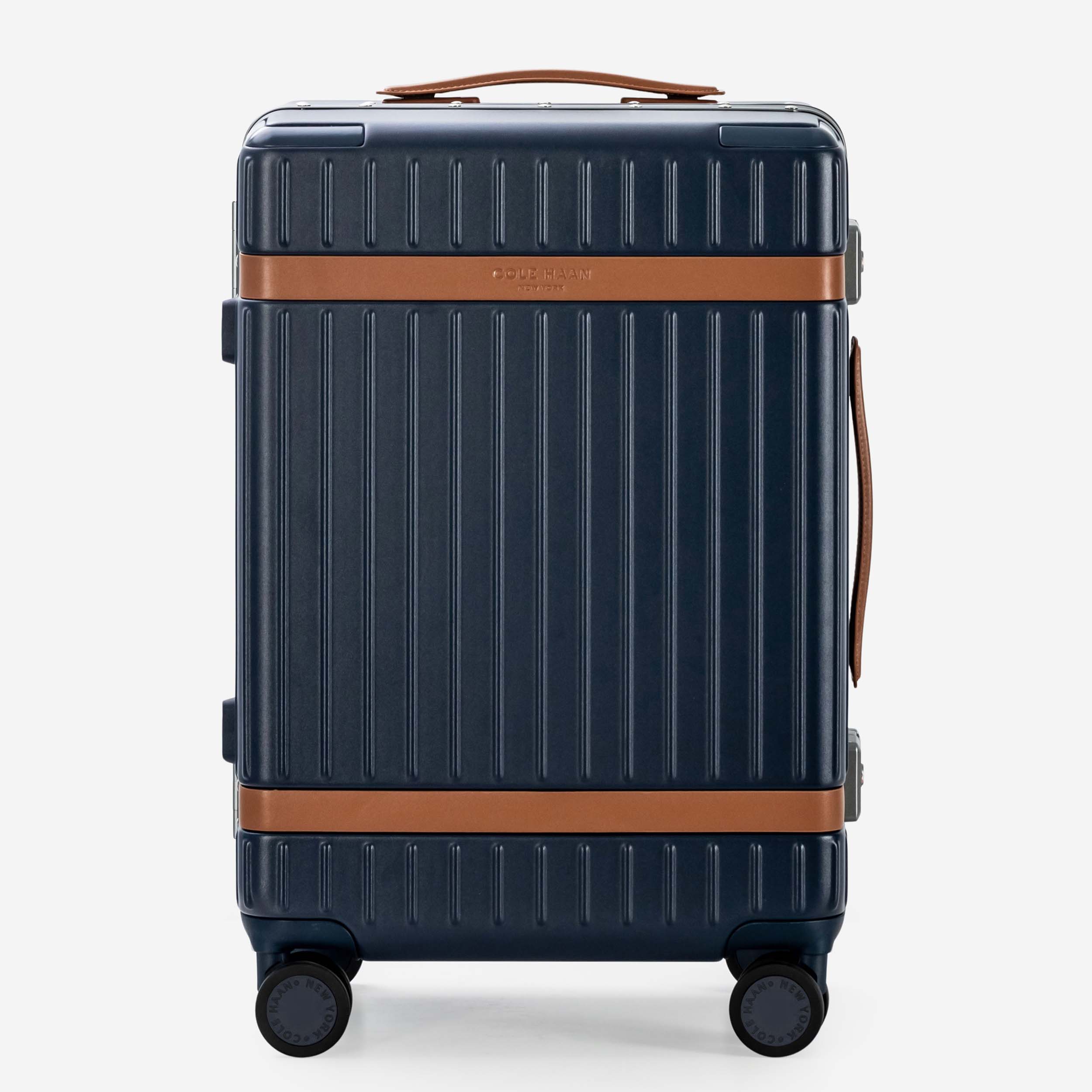 Cole Haan Luggage Navy Blazer/British Tan Cole Haan Legacy Grand Pro Premium Hardside Carry-On Luggage