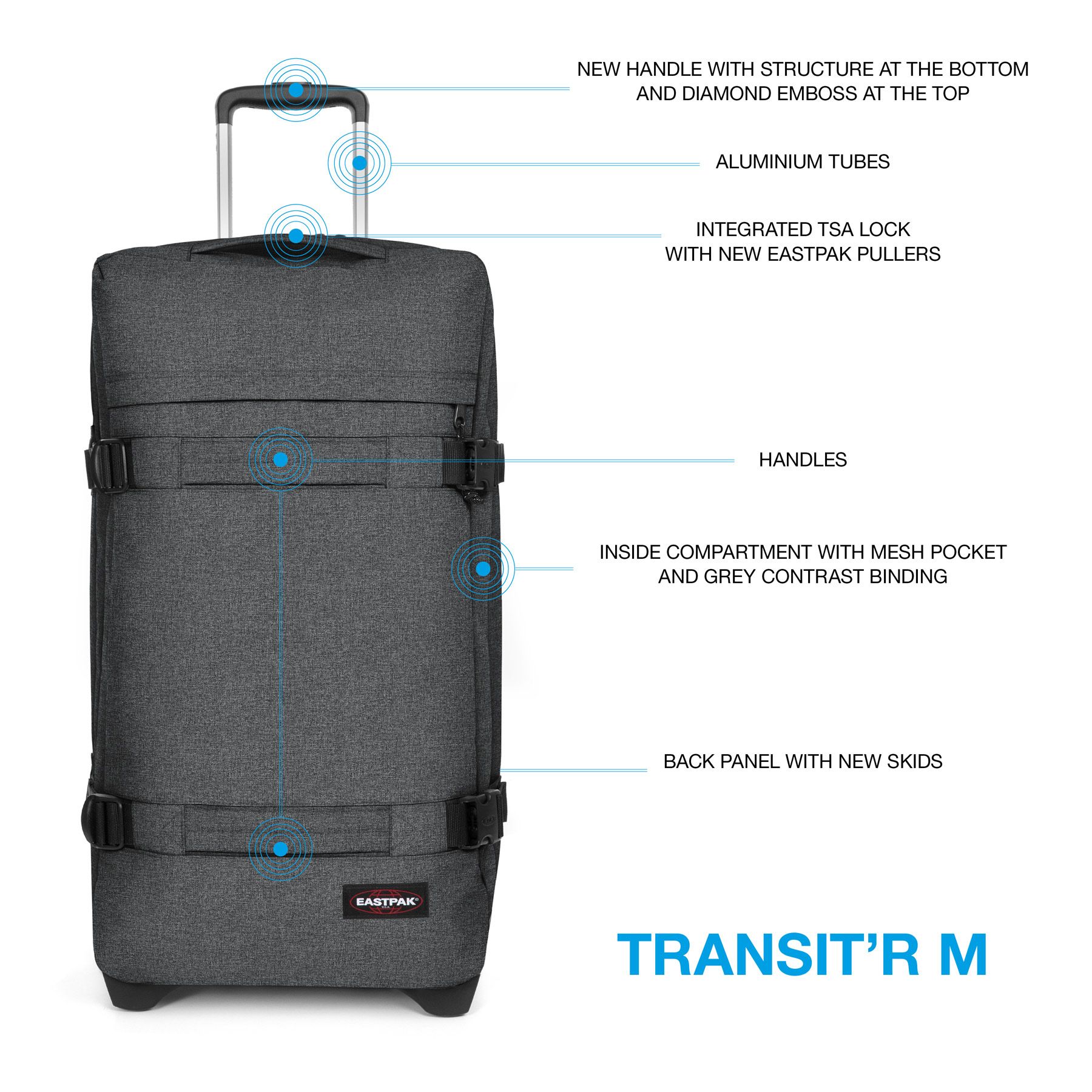 Eastpak Luggage Black Denim Eastpak Transit'R M - Black Denim