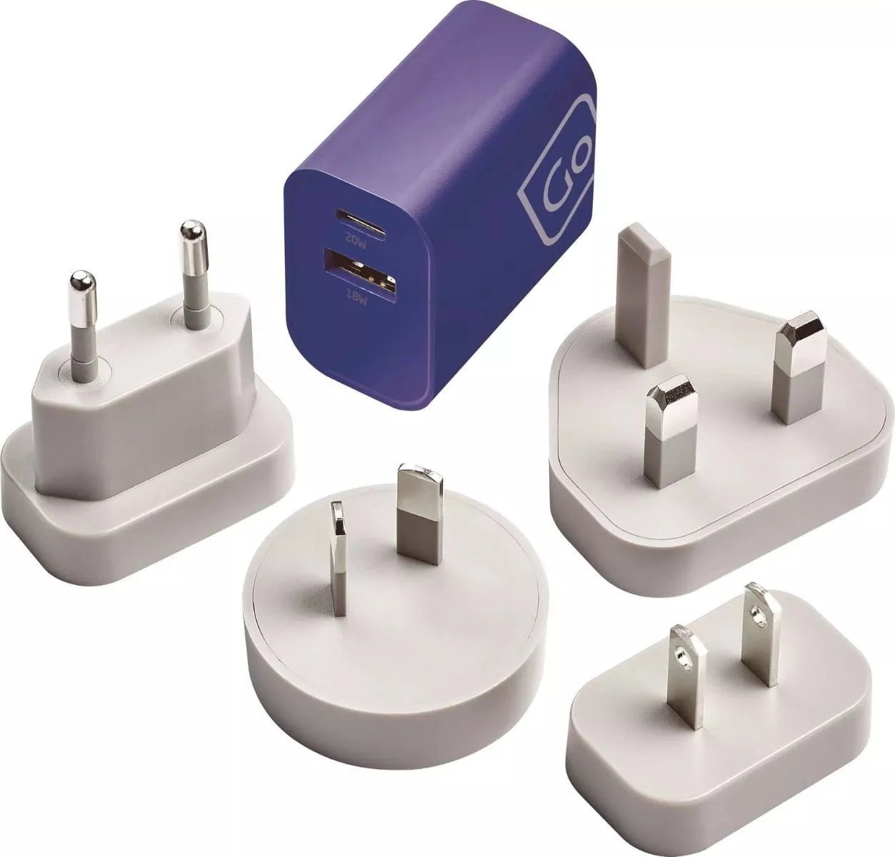 Go Travel Adapters Blue/Grey Go Travel Worldwide USB-A & USB-C Charger +