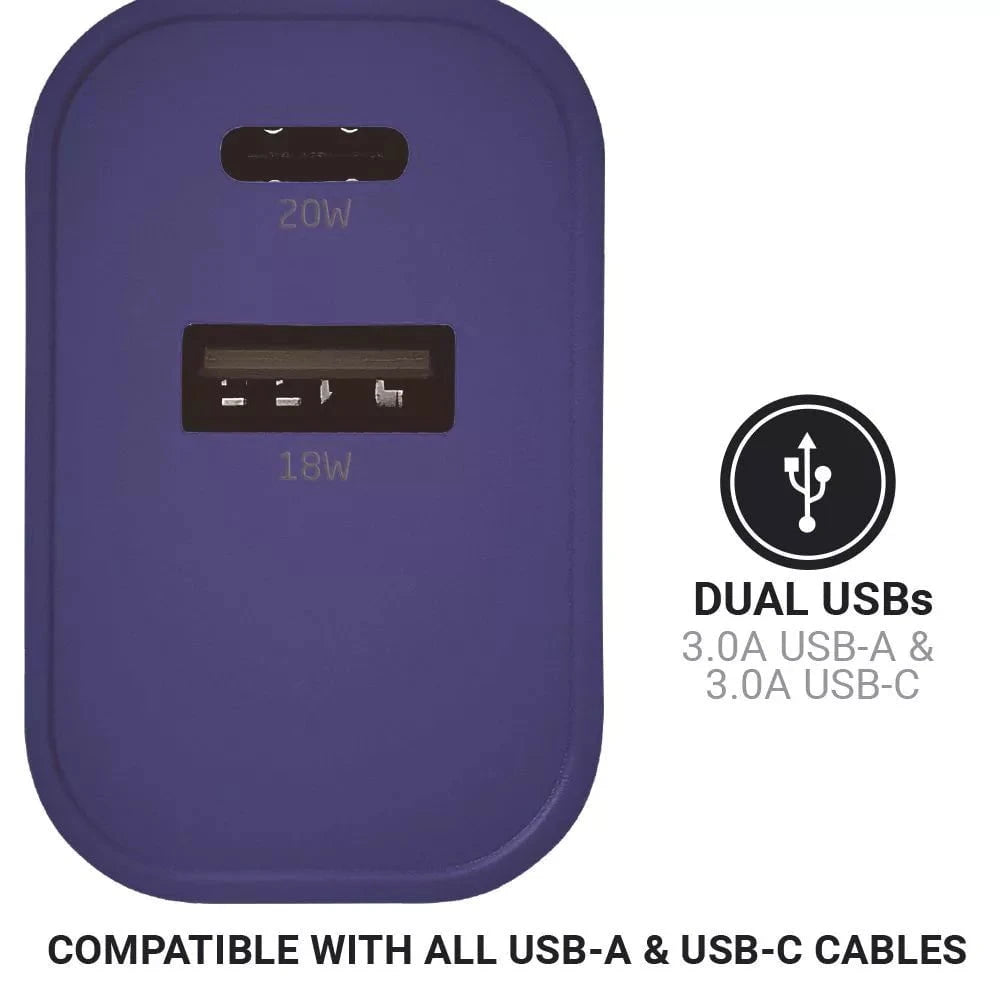 Go Travel Adapters Blue/Grey Go Travel Worldwide USB-A & USB-C Charger +