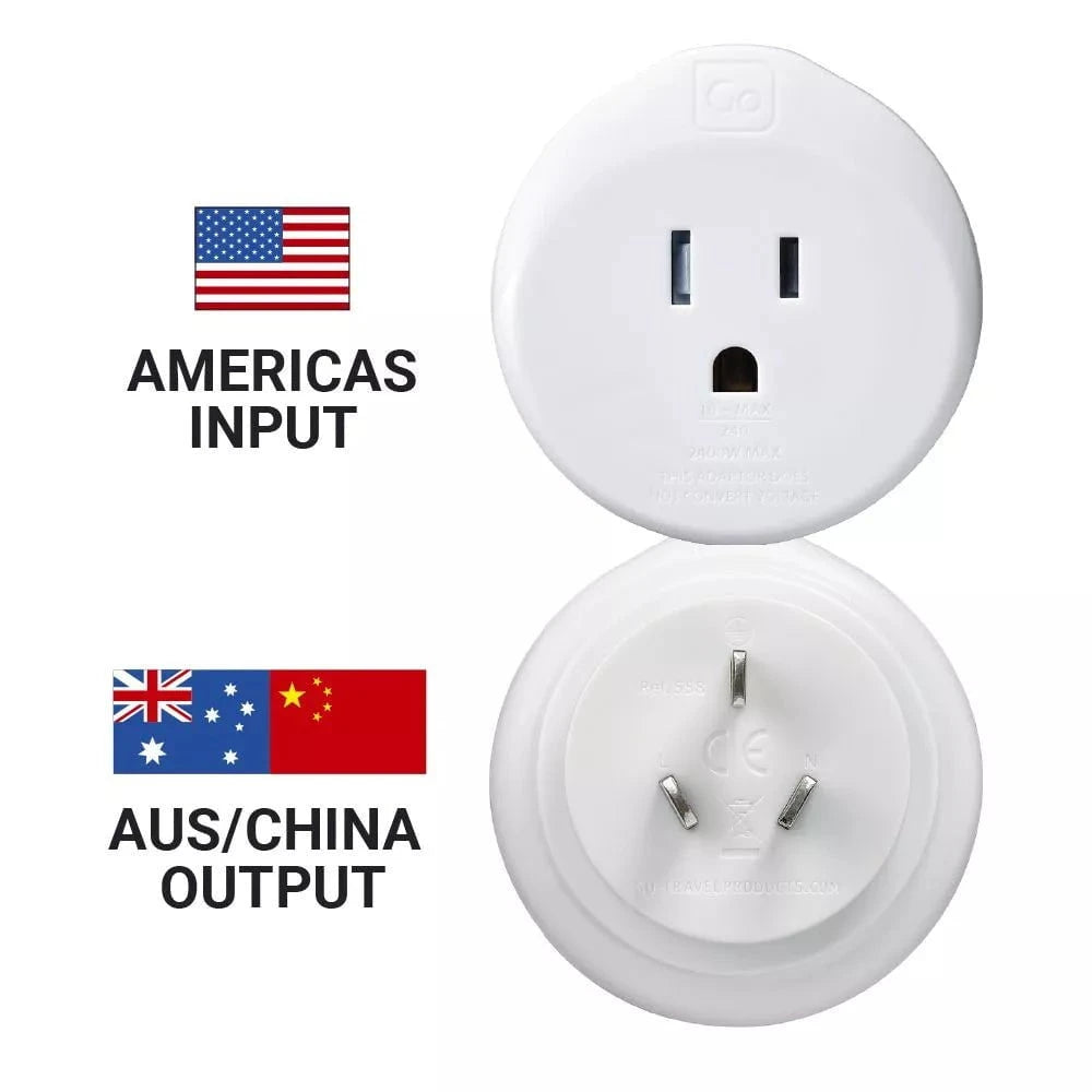 Go Travel Adapters White Go Travel USA -AUS/China Adaptor