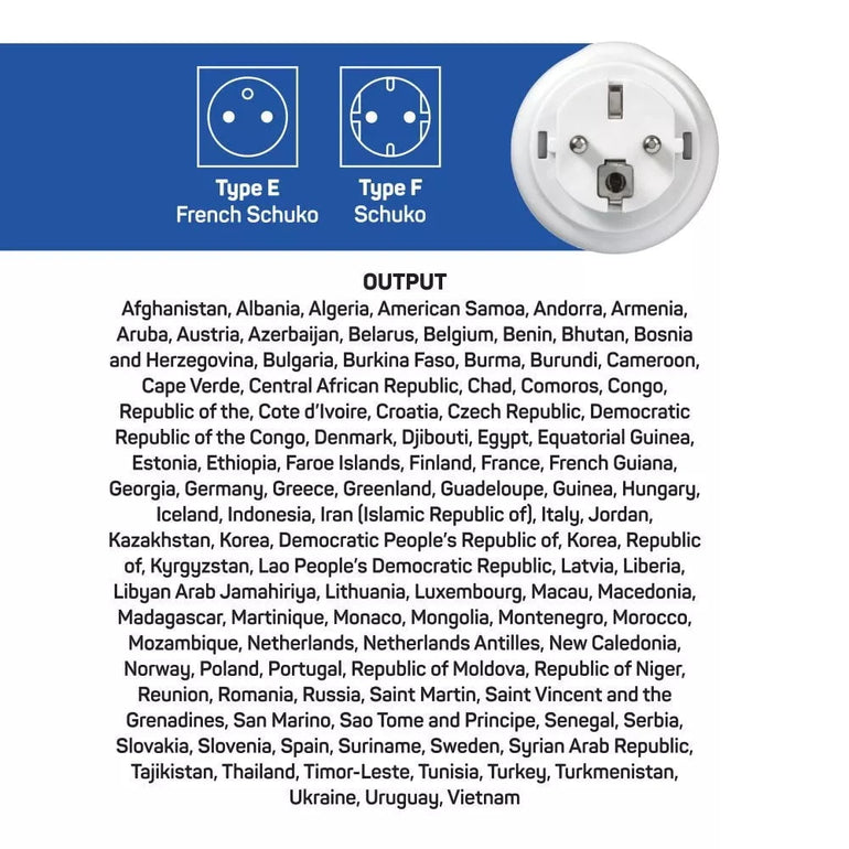 Go Travel Adapters White Go Travel USA-EU Adaptor