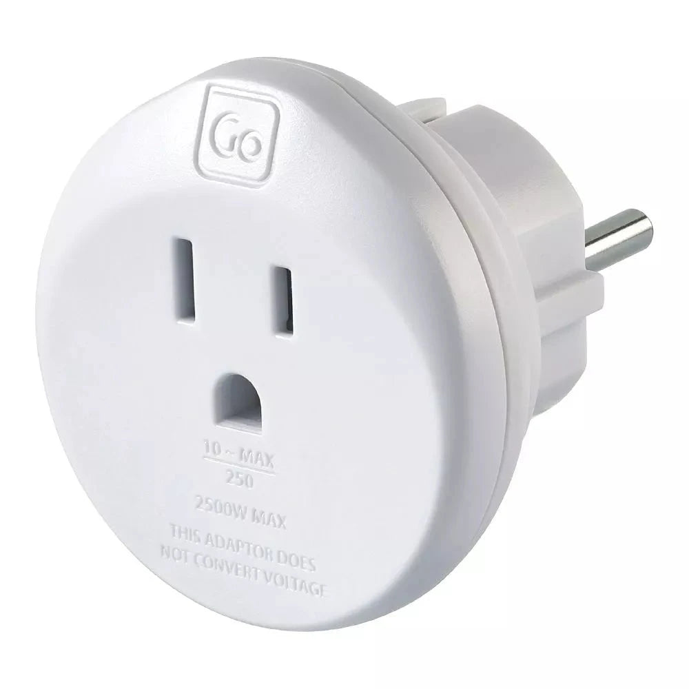 Go Travel Adapters White Go Travel USA-EU Adaptor
