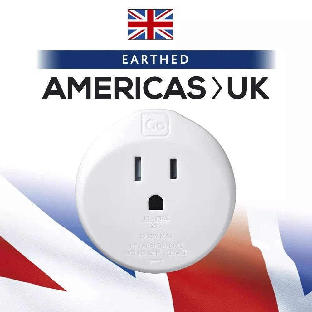 Go Travel Adapters White Go Travel USA-UK Adaptor