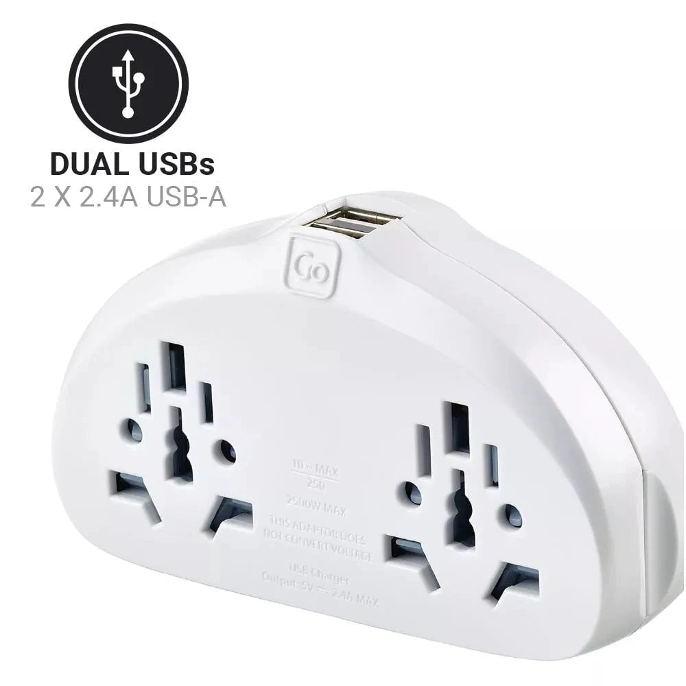 Go Travel Adapters White Go Travel World-UK Duo Adaptor + USB