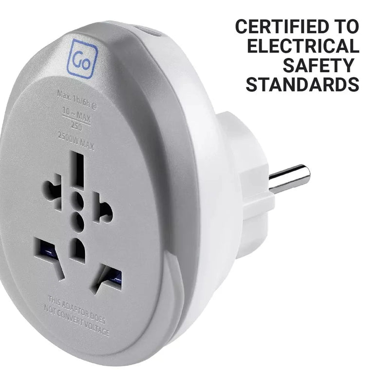 Go Travel Adapters White/Grey Go Travel World - EU USB-C Adaptor + (25W)