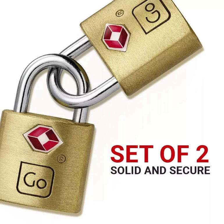 Go Travel Locks Brass Go Travel Classic Brass Key Twin Padlocks TSA
