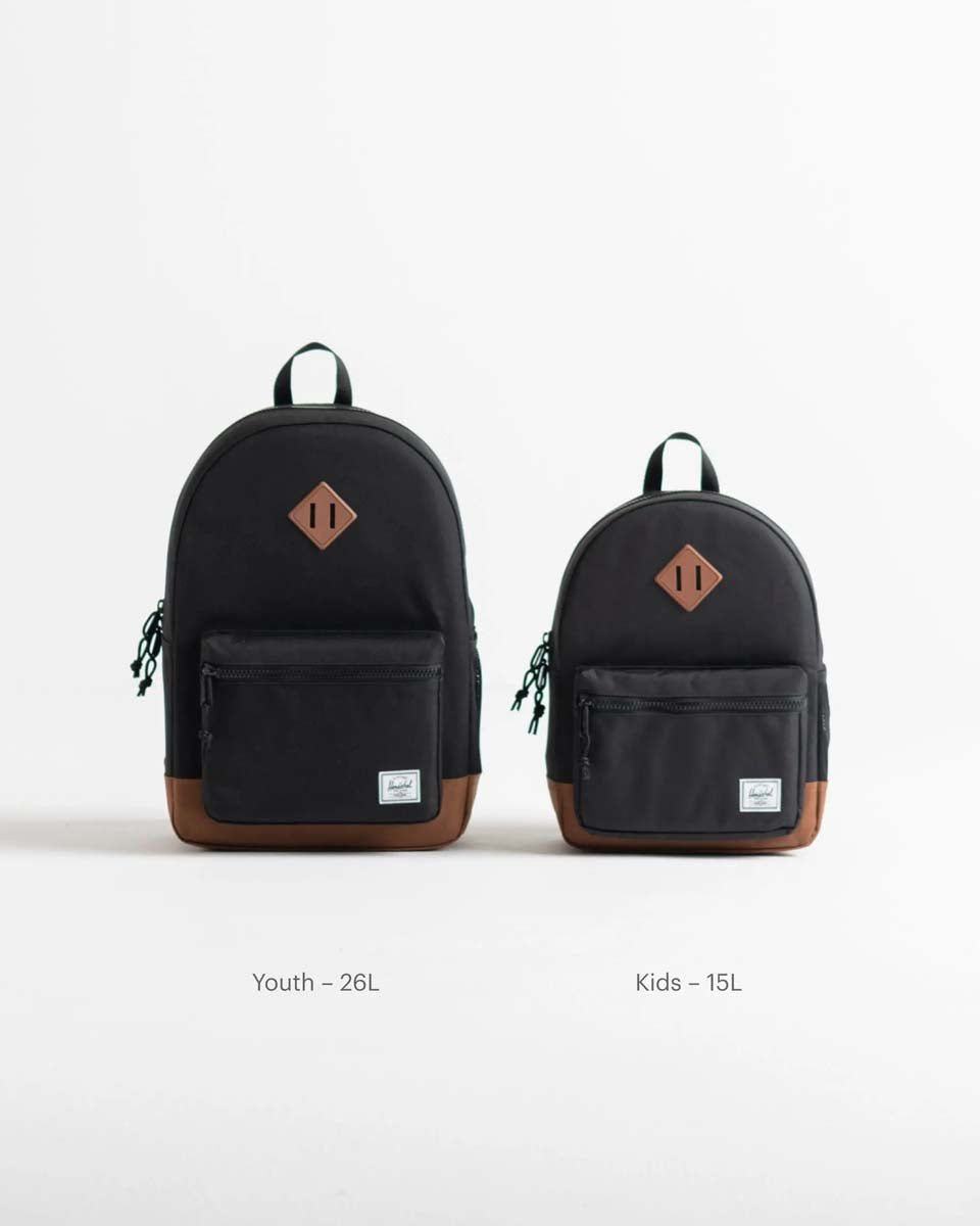 Herschel Backpacks Black/Saddle Brown Herschel Heritage Youth Backpack - Black/Saddle Brown