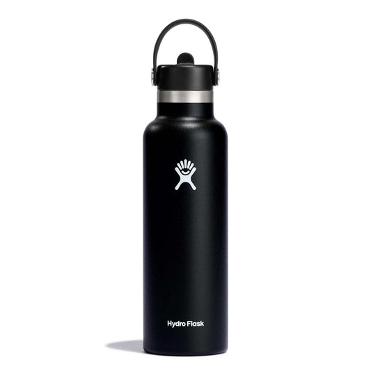Hydro Flask Water Bottles Black Hydro Flask 21oz Standard Mouth with Flex Straw Cap