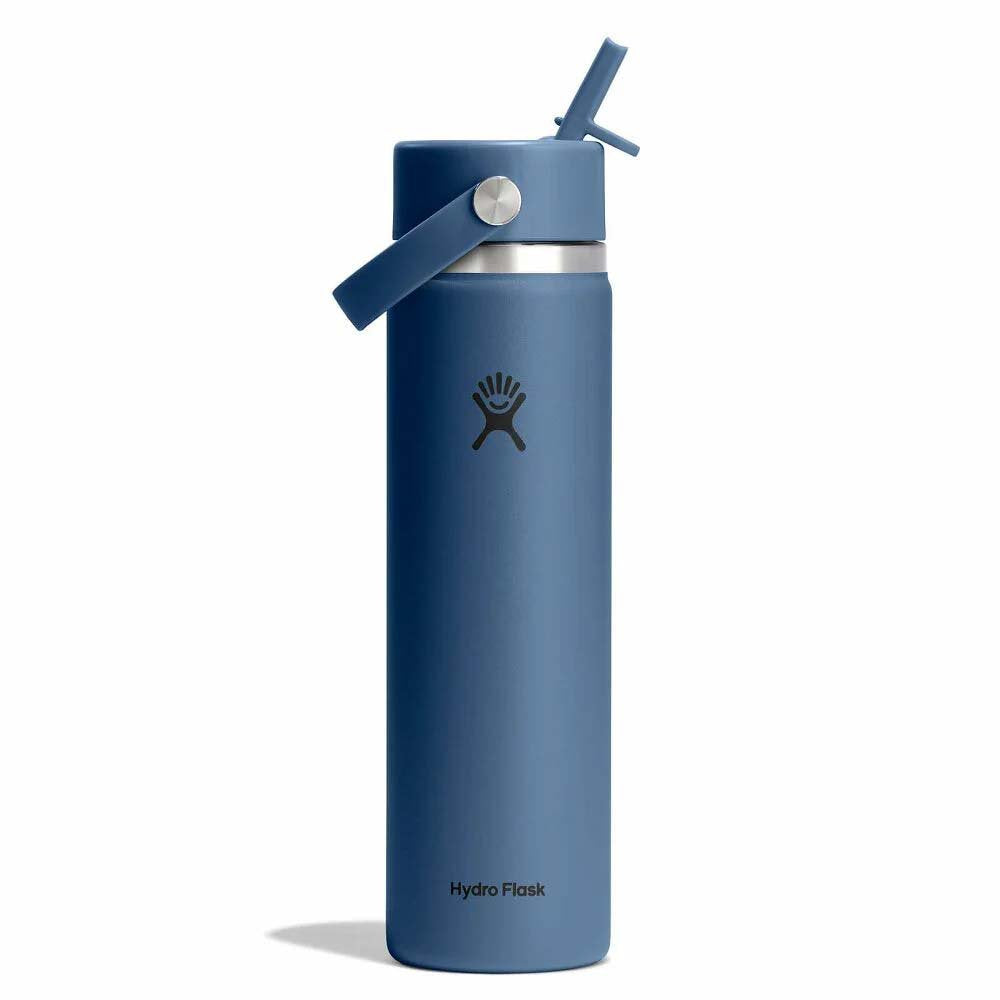 Hydro Flask Water Bottles Harbor Blue Hydro Flask 24oz Wide Mouth Flex Straw Cap Water Bottle
