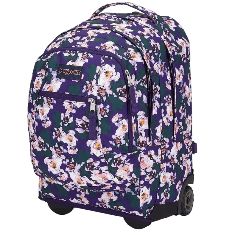 Jansport Backpack on Wheels Purple Petals Jansport Driver 8 Wheeled Backpack - Purple Petals