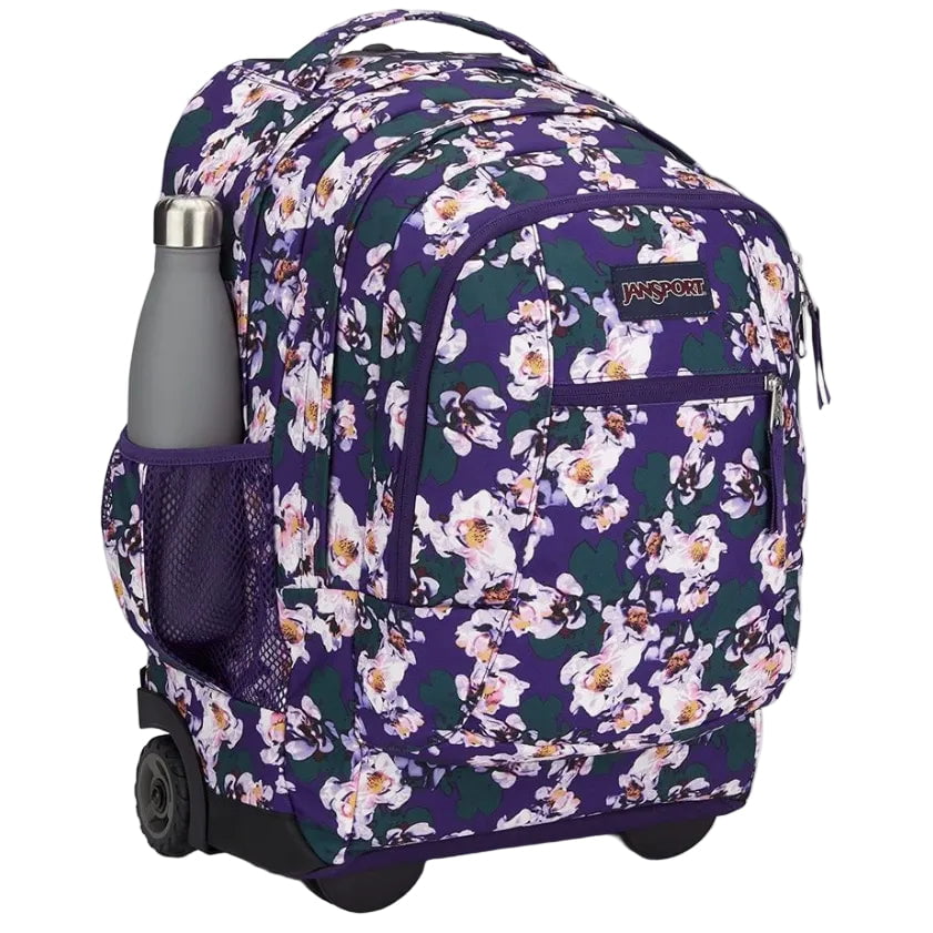 Jansport Backpack on Wheels Purple Petals Jansport Driver 8 Wheeled Backpack - Purple Petals