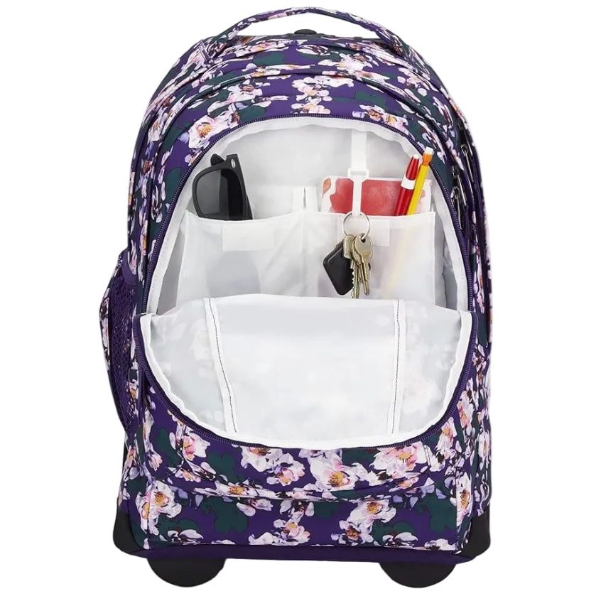 Jansport Backpack on Wheels Purple Petals Jansport Driver 8 Wheeled Backpack - Purple Petals