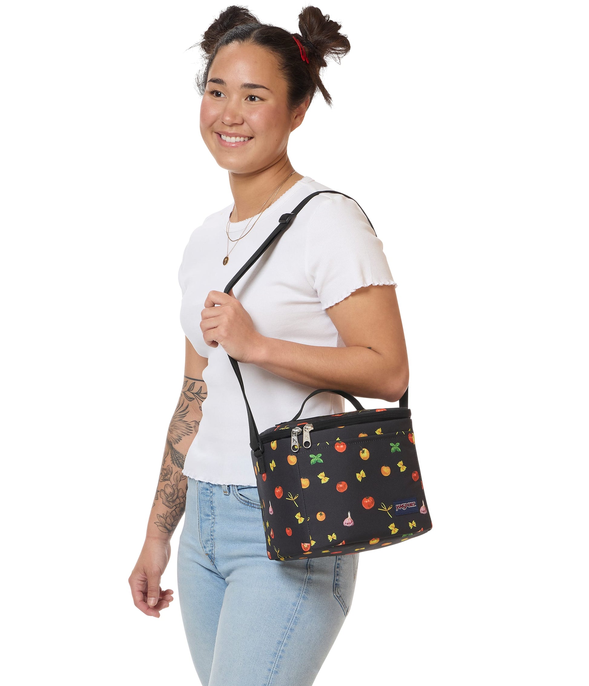 Jansport Lunch Bag Team Stripes Black JanSport Super Snack Lunch Bag - Team Stripes Black