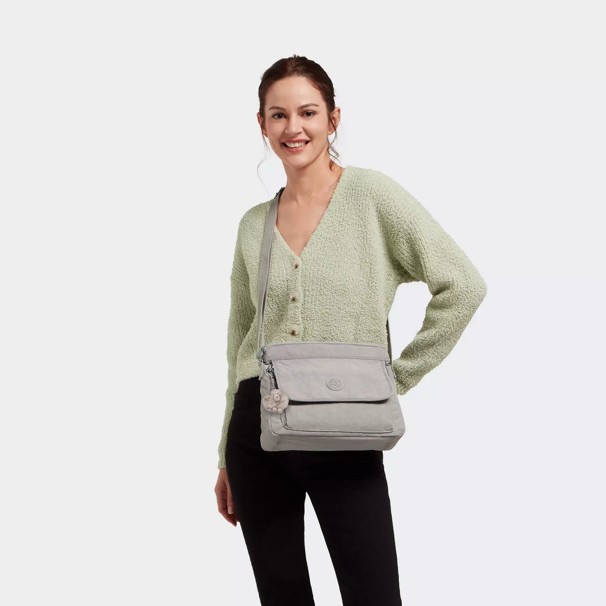 Kipling Cross-Body Bag Grey Gris Kipling Aisling Crossbody Bag - Grey Gris
