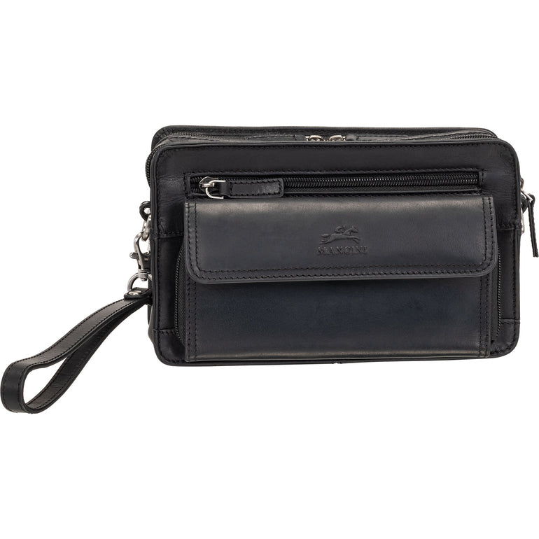 Mancini Bags Black Mancini Buffalo Unisex Bag with Zippered Organizer Pocket