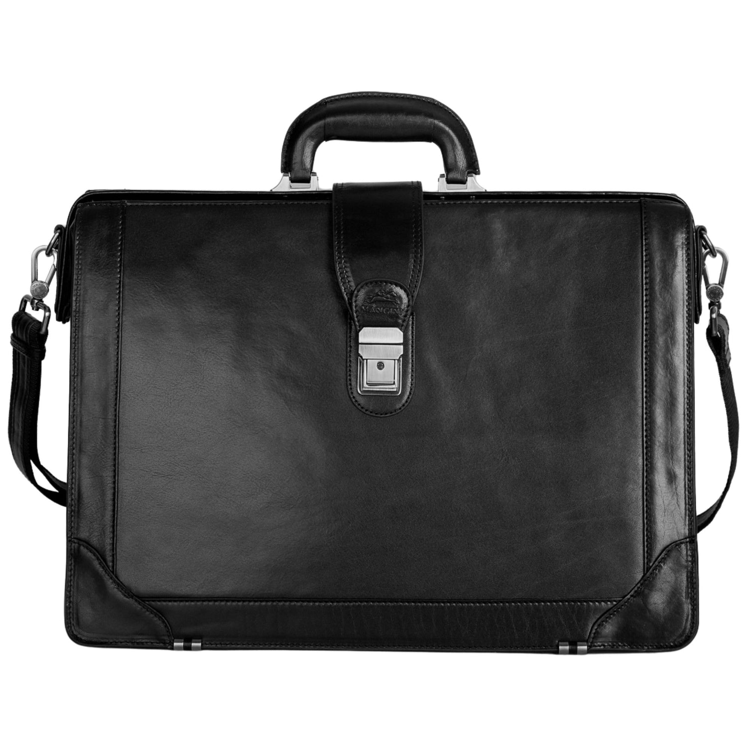 Mancini Briefcases Black Mancini Pelle D’oro Luxurious 17.3” Laptop Litigator Briefcase