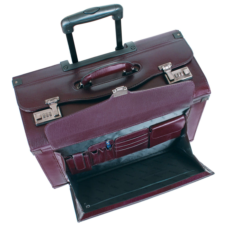 Mancini Briefcases Mancini BUSINESS Collection Deluxe Leather Wheeled Catalog Case
