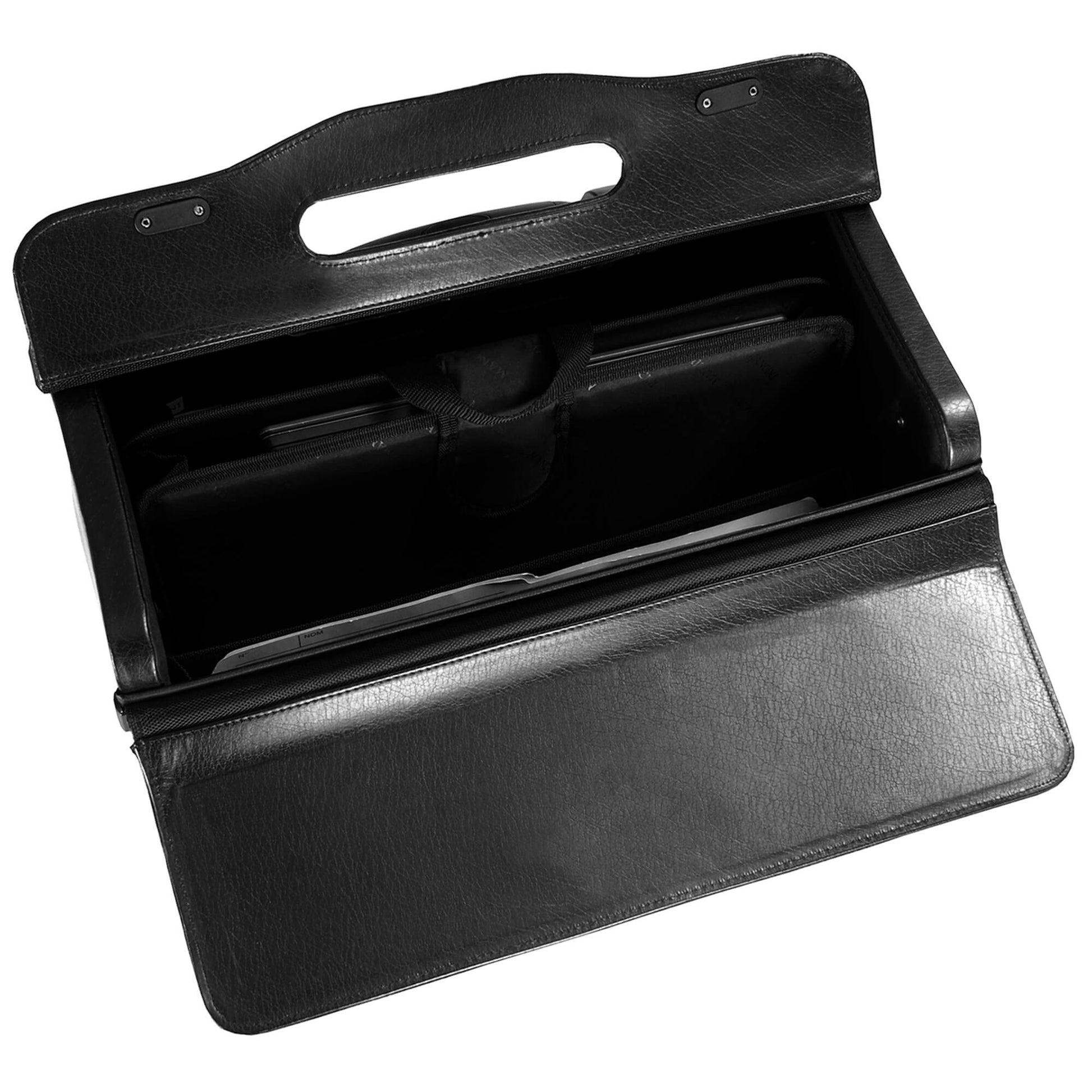 Mancini Briefcases Mancini BUSINESS Collection Deluxe Leather Wheeled Catalog Case