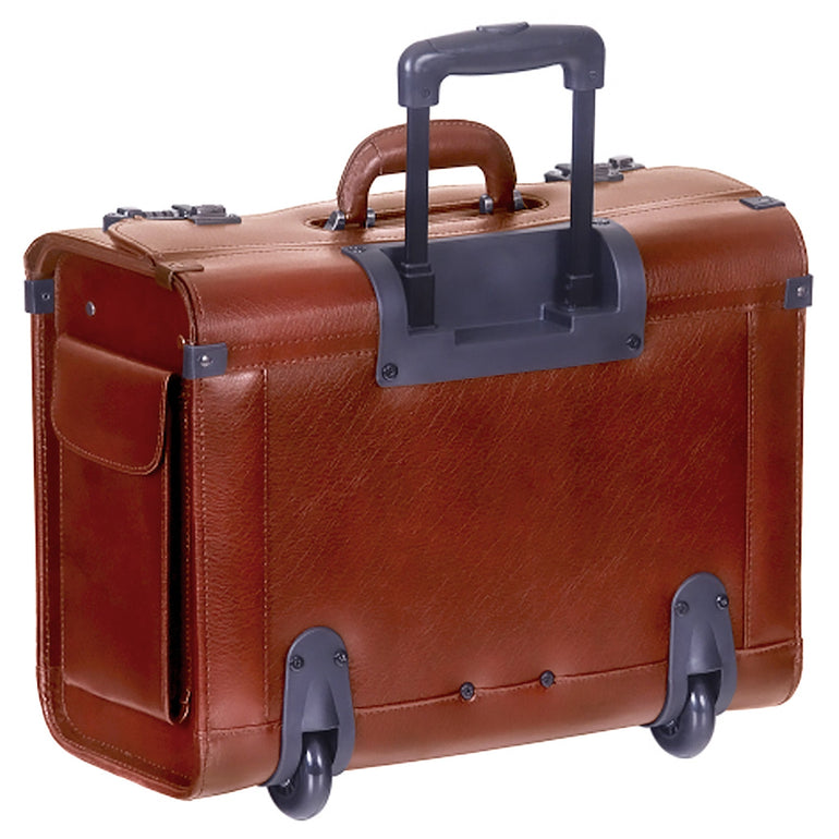 Mancini Briefcases Mancini BUSINESS Collection Deluxe Leather Wheeled Catalog Case