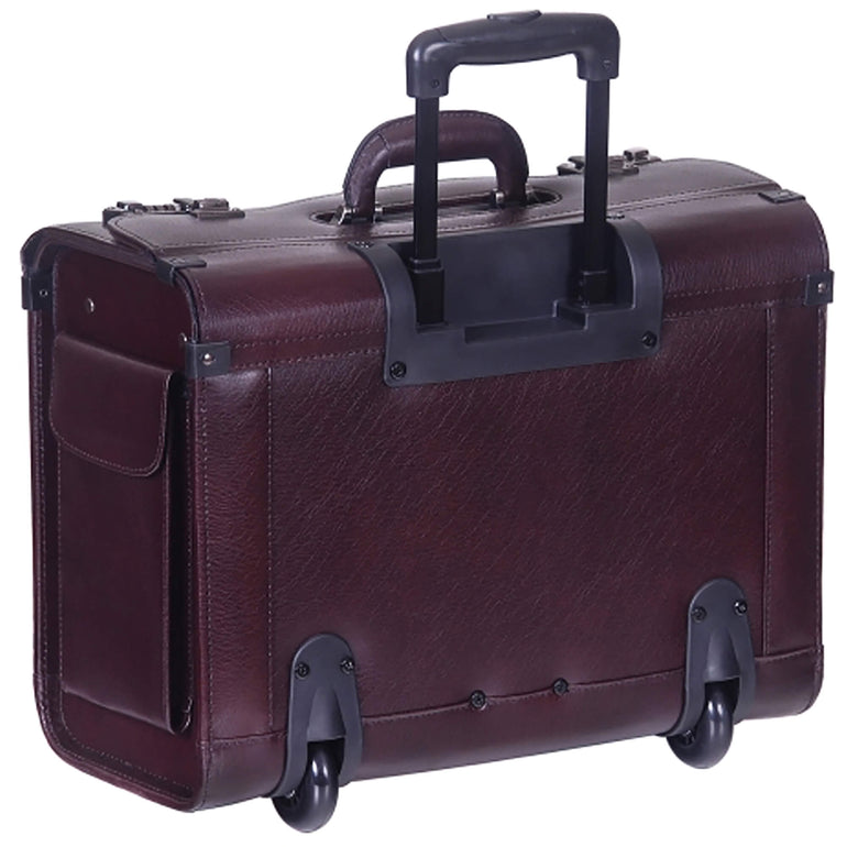 Mancini Briefcases Mancini BUSINESS Collection Deluxe Leather Wheeled Catalog Case
