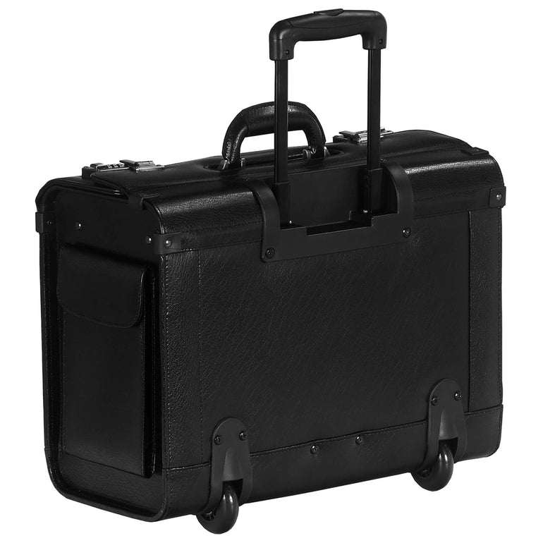 Mancini Briefcases Mancini BUSINESS Collection Deluxe Leather Wheeled Catalog Case