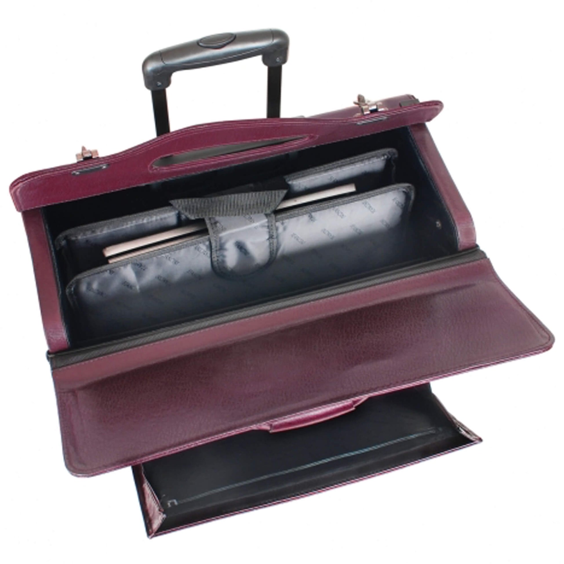 Mancini Briefcases Mancini BUSINESS Collection Deluxe Leather Wheeled Catalog Case