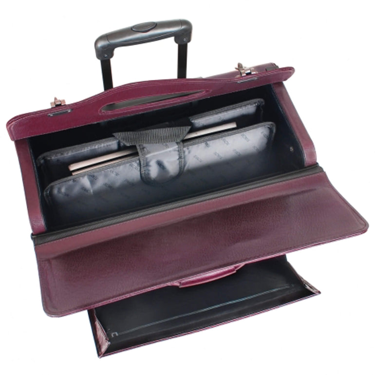 Mancini Briefcases Mancini BUSINESS Collection Deluxe Leather Wheeled Catalog Case
