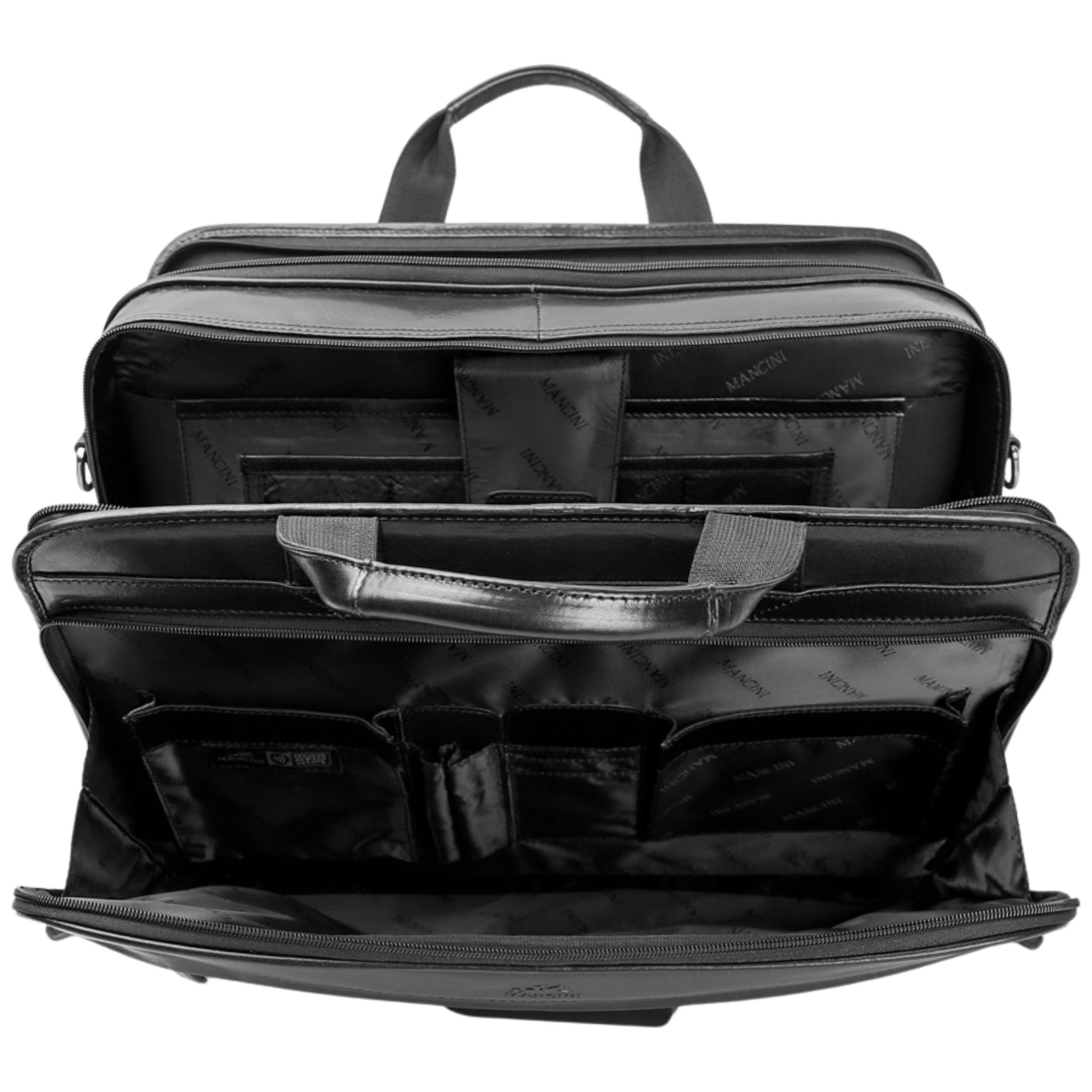 Mancini Briefcases Mancini Pelle D’oro Double Compartment Top Zipper 15.6” Laptop / Tablet Briefcase