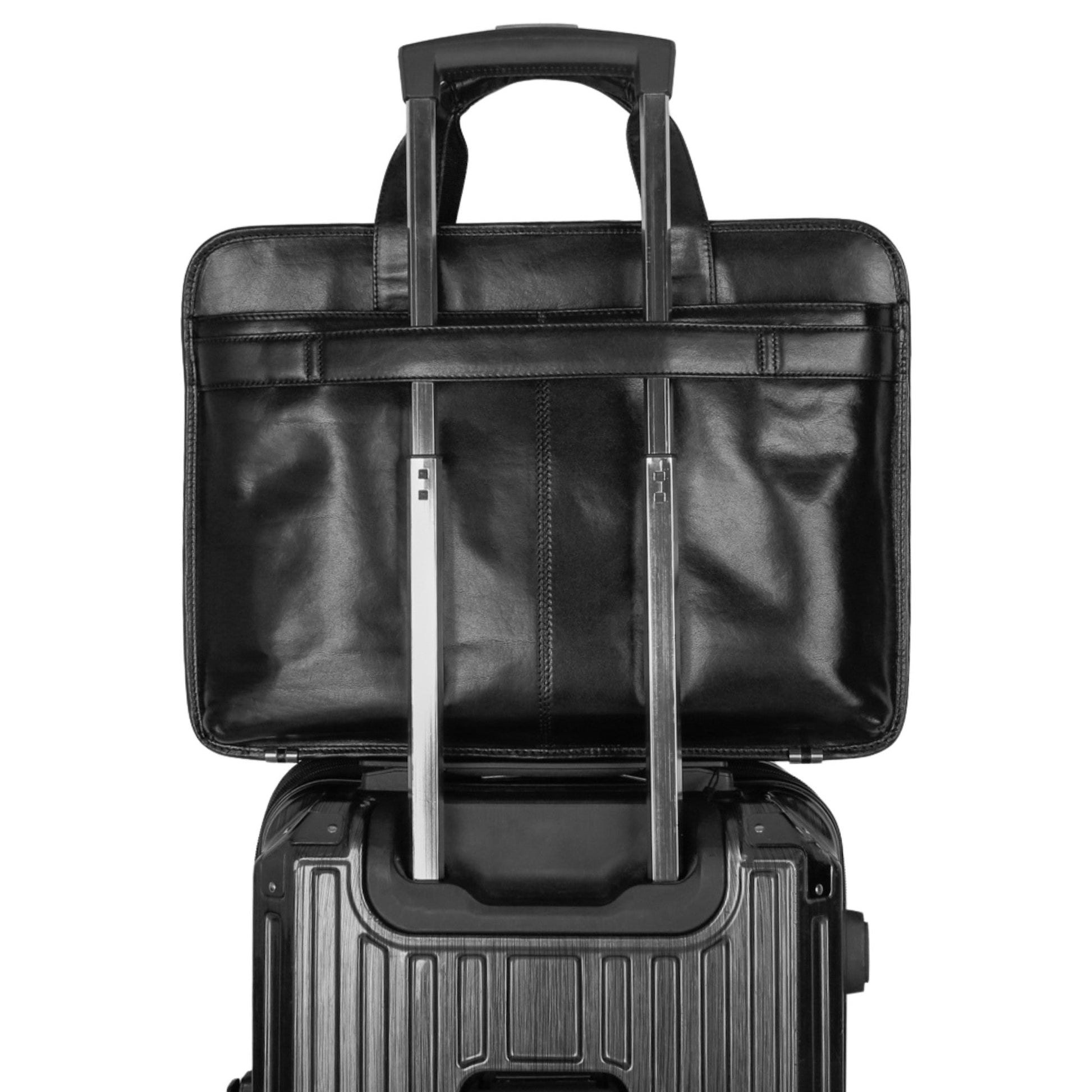 Mancini Briefcases Mancini Pelle D’oro Double Compartment Top Zipper 15.6” Laptop / Tablet Briefcase