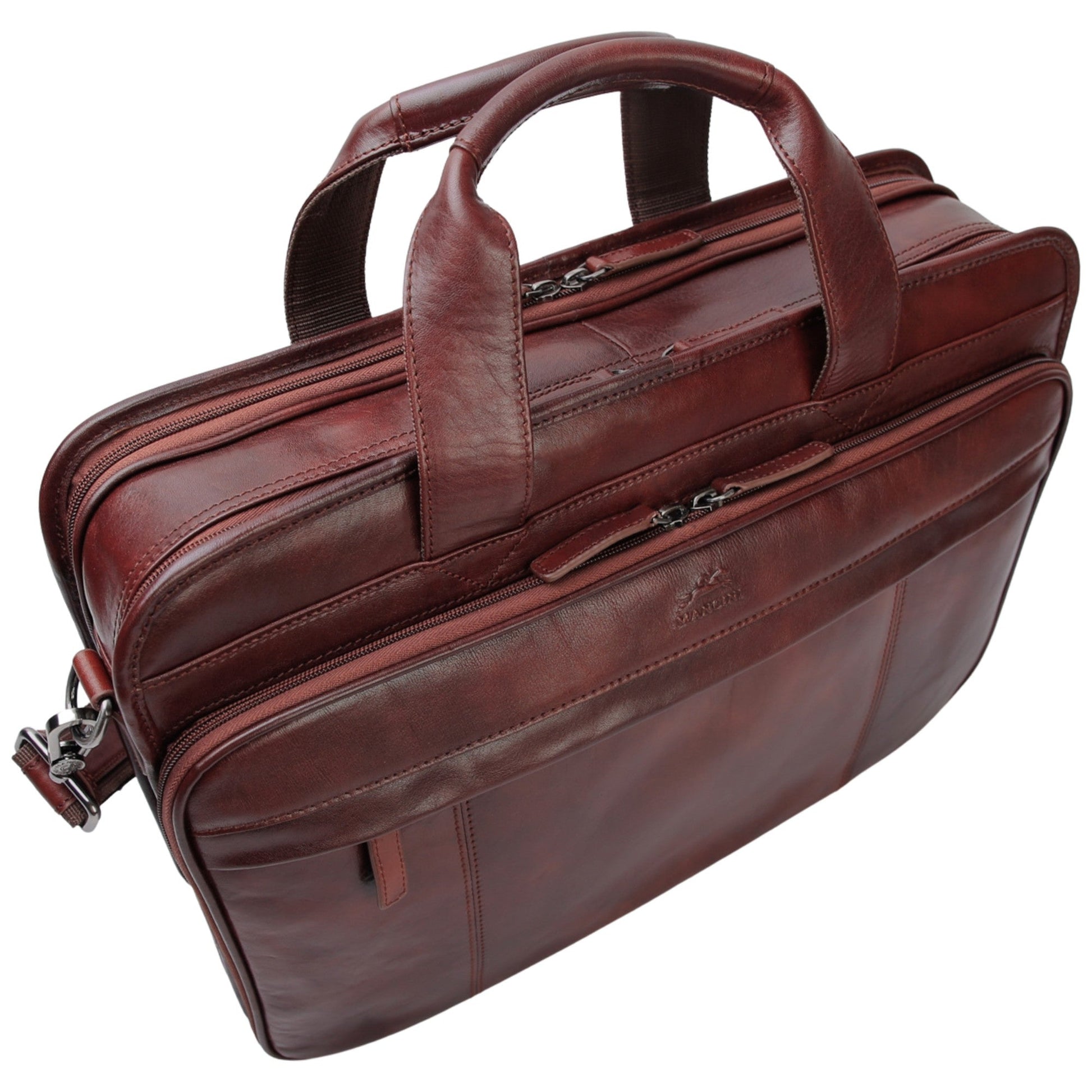 Mancini Briefcases Mancini Pelle D’oro Double Compartment Top Zipper 15.6” Laptop / Tablet Briefcase